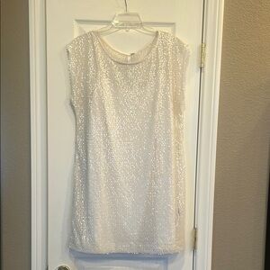LC Lauren Conrad Cream Sequin Cocktail Dress SZ 12